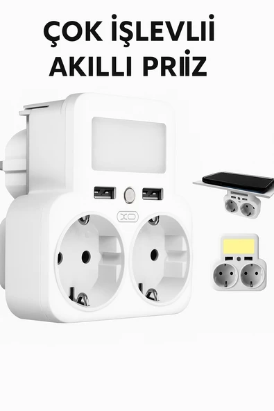 Duvar Prizi Çift USB Girişli Işıklı Otomatik Sensörlü LED Işık 5V/2.4A Hızlı Şarj CE Sertifikalı Telefon Standlı - 3