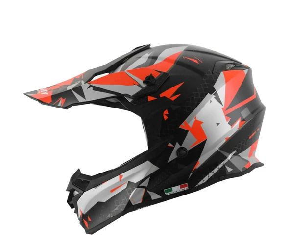SWAY - FS-617 CHAOS CROSS KASK - SİYAH KIRMIZI GRİ - MEDİUM BEDEN