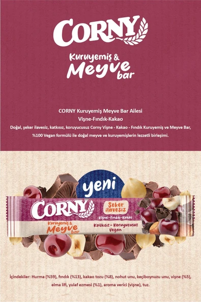 Corny Vişne Fındık Kakao Meyve Bar - 12 Adet - 2