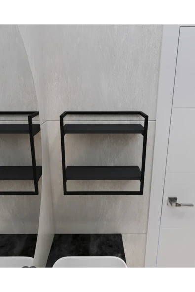 AJU Havluluk 2 Katlı Duvara Monte Raf Aksesuarlık Şal Askılığı Banyo Mutfak Düzenleyici Çok Amaçlı Raf - 4