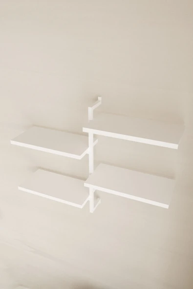 AJU 4 Katlı Duvar Rafı Metal Çerçeveli Dekoratif Kitaplık ve Raf Ünitesi Modern ve Minimalist Tasarım - 7