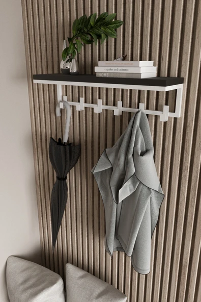 AJU Portmanto Duvar Askısı 6 Kanca Geniş Askılık Elbise Palto Şemsiye Askısı Banyo Mutfak Ev Askılığı - 2