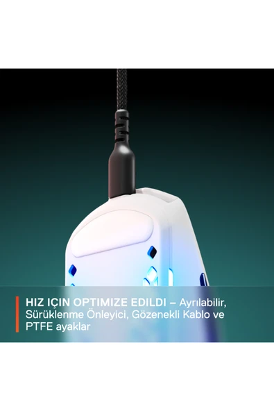 (OUTLET) SteelSeries Aerox 3 Snow 8500 Cpı 6 Tuş Rgb Optik Kablolu Gaming (OYUNCU) Mouse - Resim 6