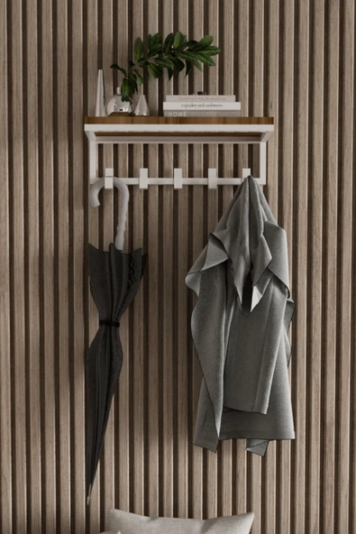 AJU Modern Portmanto Duvar Tipi Askılık ve Raf Ceket Şemsiye Çanta Havlu Elbise Posta Hol Koridor Askısı - Resim 2