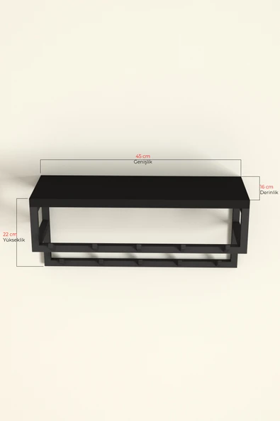 AJU Raflı Duvar Askılığı Portmanto Modern Metal Askılık Hol Koridor Mutfak Banyo Havlu Elbise Askısı - 5