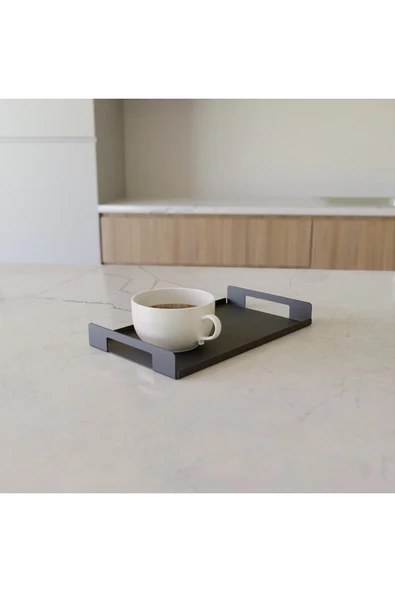 AJU Servis Tepsisi, Minimalist Siyah Metal Tepsi, Vale Tepsisi, Dekoratif Mutfak Tepsi, Parfüm Tepsisi