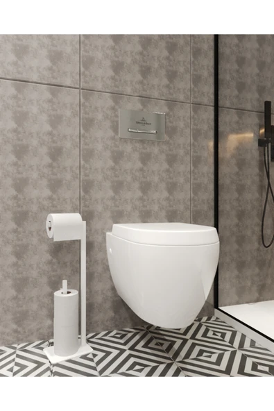 AJU Tuvalet Kağıtlığı Beyaz Yedekli Özel Tasarım Ağır Döküm Devrilmez Banyo Tuvalet Kurulum Gerektirmez - 3