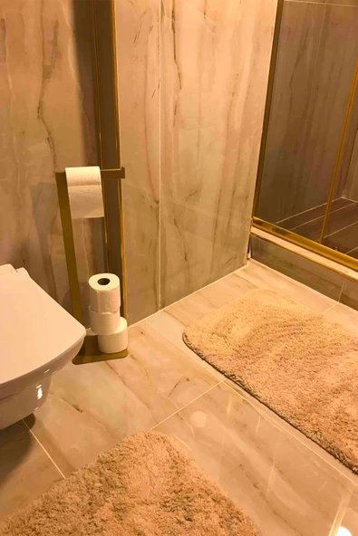 AJU Tuvalet Kağıtlığı Yedekli Gold Tasarım Ağır Döküm Ayaklı Devrilmez Banyo Tuvalet Kurulum Gerektirmez - 5