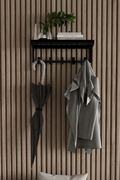 AJU Modern Portmanto Duvar Tipi Askılık ve Raf Ceket Şemsiye Çanta Havlu Elbise Posta Hol Koridor Askısı - Resim 2