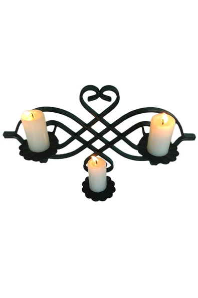 AJU Mumluk Ferforje Aplik Duvar Dekoratif Süslemeler Şamdan Ev Bahçe Balkon Ofis Dekorasyonu - (SİYAH)'' - 3