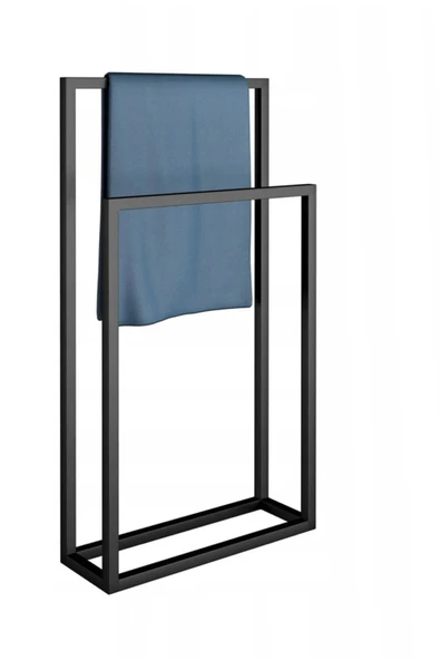 AJU Havluluk Metal Ayaklı Askılık - Çift Katlı Havlu Kurutma Askısı - Banyo - Mutfak - Havuz Kenarı Mat - Resim 2