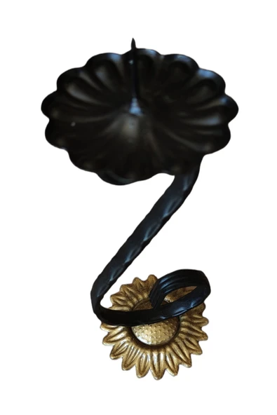 AJU Şamdan Mumluk Ferforje Tasarım Ev Bahçe Ofis Dekorasyonu Vintage Dekoratif Mumluk Eskitme Siyah&gold - 2