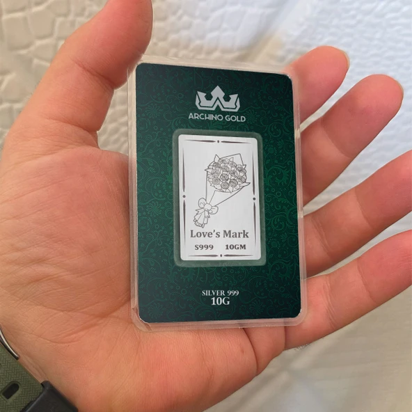 Aşk ve Çiçek Motifleri ile Büyüleyici Tasarıma Sahip Hediyeye Özel 10 Gram 999 Ayar Gümüş Külçesi-688 - 3
