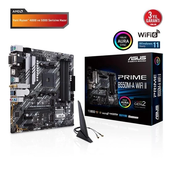 Asus Prime B550M-A WIFI II AMD B550 4866 MHz (OC) DDR4 Soket AM4 mATX Anakart