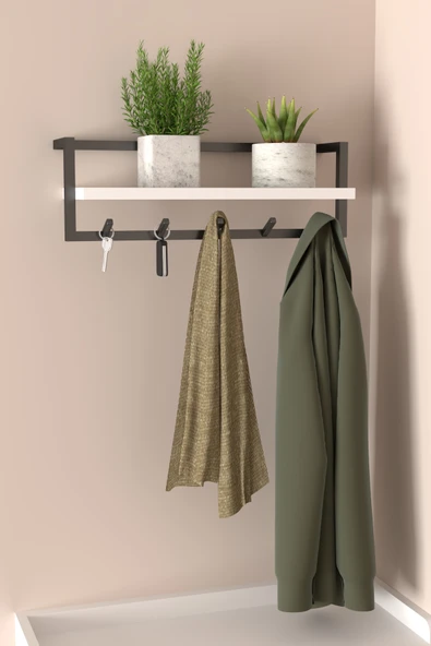 AJU Portmanto Duvar Askılığı Modern Metal Askılık Hol Koridor Mutfak Banyo Havlu Elbise Anahtar Askısı - Resim 3