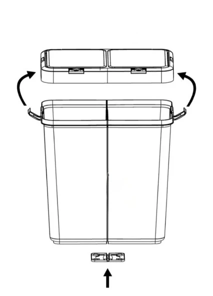 Gold-Beyaz İkili Dokunmatik Çamaşır Sepeti Temizlik Kovası Kirli Sepeti 80 L - 4