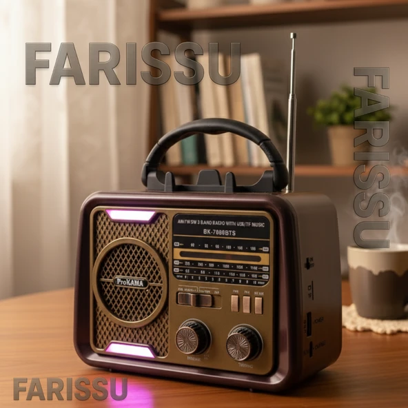 BK-7080BTS Nostaljik Görünümlü, Solar Şarjlı, USB/TF Kart/Bluetooth Müzik Çalar ve Fener - 3
