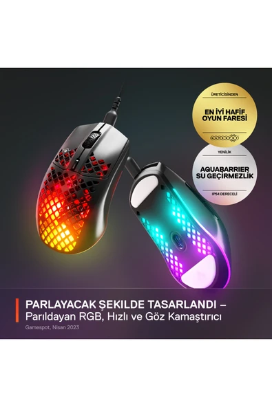 (OUTLET) SteelSeries Aerox 3 Onyx 8500 Cpı 6 Tuş Rgb Optik Kablolu Gaming (OYUNCU) Mouse - Resim 5