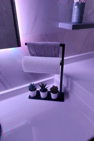 AJU Havluluk Tezgah Üzeri Kağıt Havluluk Mutfak Banyo Düzenleyici Metal Tasarım Montaj Gerektirmez Siyah