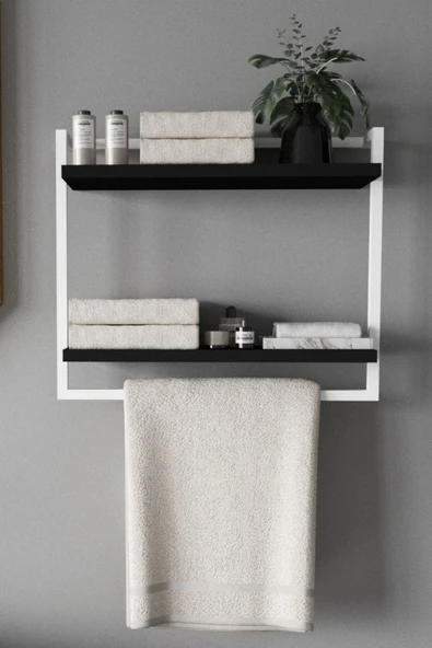 AJU 2 Katlı Raf Havluluk Kitaplık Aksesuar Rafı Ev Banyo Mutfak Düzenleyici Çok Amaçlı Raf Geniş Aralık