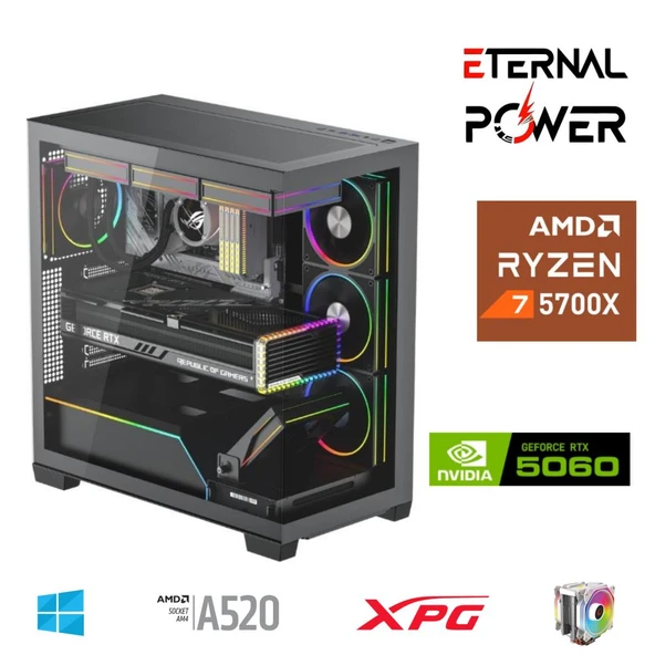 ETERNAL POWER RYZEN 7 5700X 32G DDR4 1TB M.2 RTX5060 A520 T650W ürün görseli 1