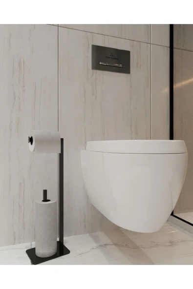 AJU Tuvalet Kağıtlığı Yedekli Özel Tasarım Ağır Döküm Ayaklı Devrilmez Banyo Tuvalet Kurulum Gerektirmez