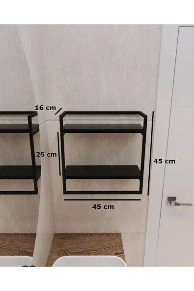 AJU Havluluk 2 Katlı Duvara Monte Raf Aksesuarlık Şal Askılığı Banyo Mutfak Düzenleyici Çok Amaçlı Raf - 7