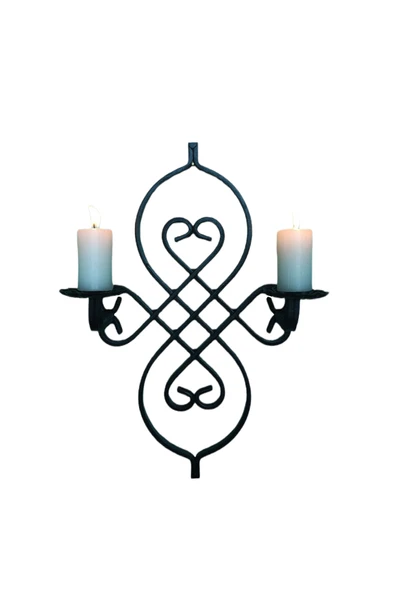 AJU Mumluk Ferforje Aplik Şamdan Dekoratif Duvar Monte Metal Ev Bahçe Balkon Dekorasyonu Paslanmaz Siyah