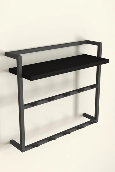 AJU Raflı Duvar Askılığı Portmanto Modern Metal Askılık Hol Koridor Mutfak Banyo Elbise Havlu Askısı - Resim 6