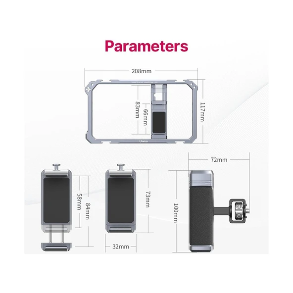 Ulanzi Telefonlar Için Universal Vlog Metal Cage Çerçeve - 5