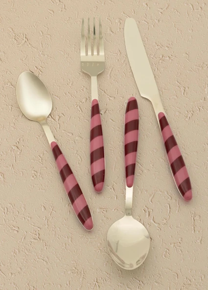 The Mia Joy Çatal Kaşık Bıçak Takımı Pembe Gold 24 Parça - Resim 2