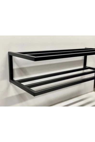 AJU Ayakkabılık, Modern 2 Katlı Açık Ayakkabı Rafı, Çok Amaçlı Düzenleyici Duvara Monte Metal Raf - 3