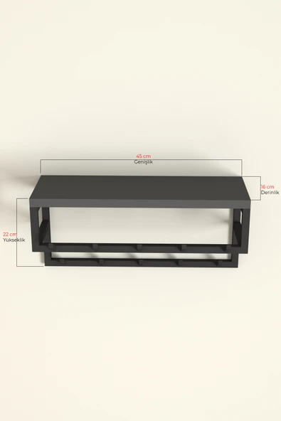 AJU Raflı Duvar Askılığı Portmanto Modern Metal Askılık Hol Koridor Mutfak Banyo Havlu Elbise Askısı - 5