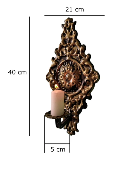 AJU Mumluk Duvar Aplik Şamdan Metal Özel Tasarım Hediyelik Dekoratif Ev Bahçe Balkon Dekorasyonu (GOLD). - 3