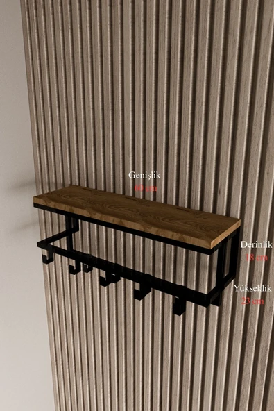 AJU Raflı Metal Duvar Askılığı – Modern Ceket, Mont, Havlu ve Şemsiye Askısı - 7