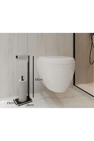 AJU Tuvalet Kağıtlığı Yedekli Özel Tasarım Ağır Döküm Ayaklı Devrilmez Banyo Tuvalet Kurulum Gerektirmez - 4