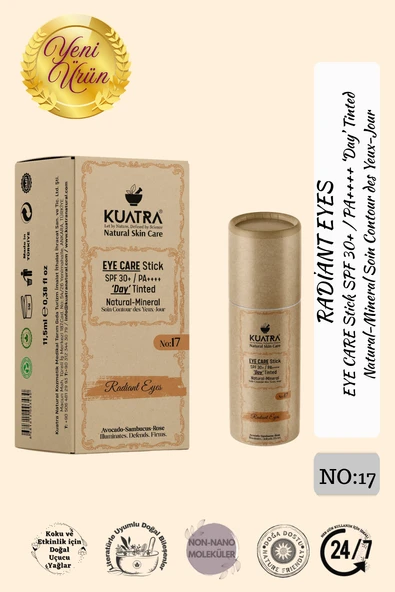 KUATRA Radiant Eyes Göz Çevresi Doğal Mineral Antiaging, Antioksidan Gündüz Bakım Stick SPF 30+ / PA++++ Renkli ürün görseli