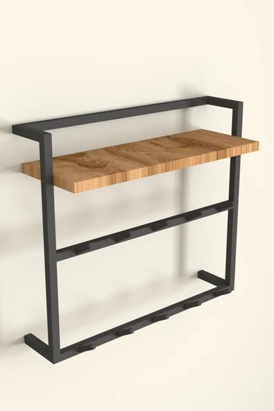 AJU Raflı Duvar Askılığı Portmanto Modern Metal Askılık Hol Koridor Mutfak Banyo Elbise Havlu Askısı - 6