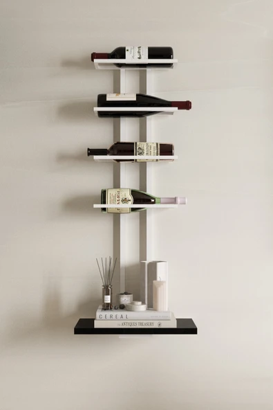 AJU Şaraplık Ve Kadeh Rafı Duvara Monte Şarap Mahzeni Modern Duvar Alkol Rafı – Metal Ve Ahşap Tasarım - 2