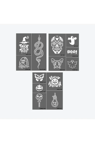 One Spray Tattoo Halloween Dövme Şablon Seti ve Siyah Sprey - Resim 5