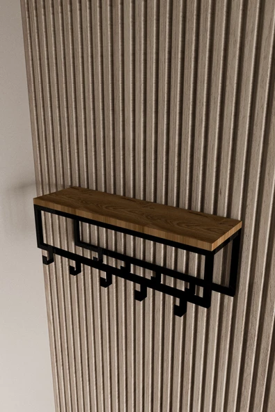 AJU Modern Duvar Askılığı | Raflı Metal Askılık | Dekoratif Giriş ve Antre Düzenleyici - 7