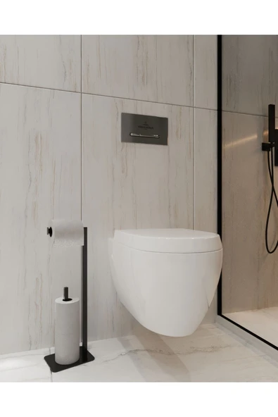 AJU Tuvalet Kağıtlığı Yedekli Özel Tasarım Ağır Döküm Ayaklı Devrilmez Banyo Tuvalet Kurulum Gerektirmez - 3