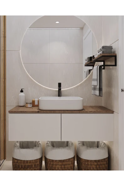 AJU Havluluk Duvara Monte Raf Aksesuarlık Şal Askılığı Ev Banyo Mutfak Düzenleyici Çok Amaçlı Raf Ceviz - 4