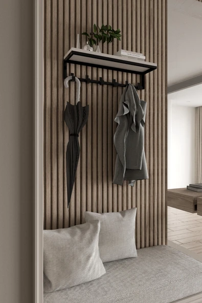 AJU Portmanto Duvar Askısı 6 Kanca Geniş Askılık Elbise Palto Şemsiye Askısı Banyo Mutfak Ev Askılığı - 5