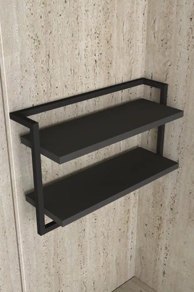 AJU Havluluk 2Katlı Kitaplık Aksesuar Rafı Ev Banyo Mutfak Düzenleyici Duvara Kolay Monte Çok Amaçlı Raf - 6