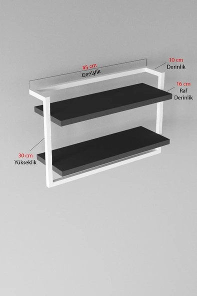 AJU Havluluk 2Katlı Kitaplık Aksesuar Rafı Ev Banyo Mutfak Düzenleyici Duvara Kolay Monte Çok Amaçlı Raf - 7
