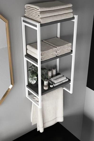 AJU Havluluk Duvar Rafı 3 Katlı Raf Banyo Mutfak Düzenleyici Modern Geniş Depolama Rafı Şık Havlu Askısı - 4