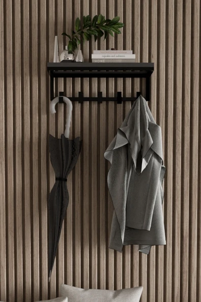 AJU Modern Portmanto Duvar Tipi Askılık ve Raf Ceket Şemsiye Çanta Havlu Elbise Posta Hol Koridor Askısı - 2