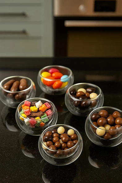 6 lı Çift Cidarlı Sosluk, Lokumluk, Reçellik, Sunumluk, Kahve Yanı İkramlık - 3