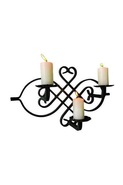 AJU Mumluk Ferforje Aplik Duvar Dekoratif Süslemeler Şamdan Ev Bahçe Balkon Ofis Dekorasyonu - (SİYAH)'' - 4